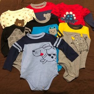 Set of 7 adorable long sleeve onesies - 24 months